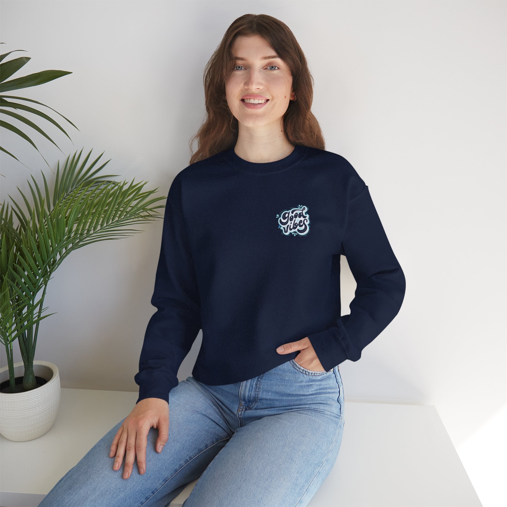 Casual 'Good Vibes' Unisex Crewneck Sweatshirt