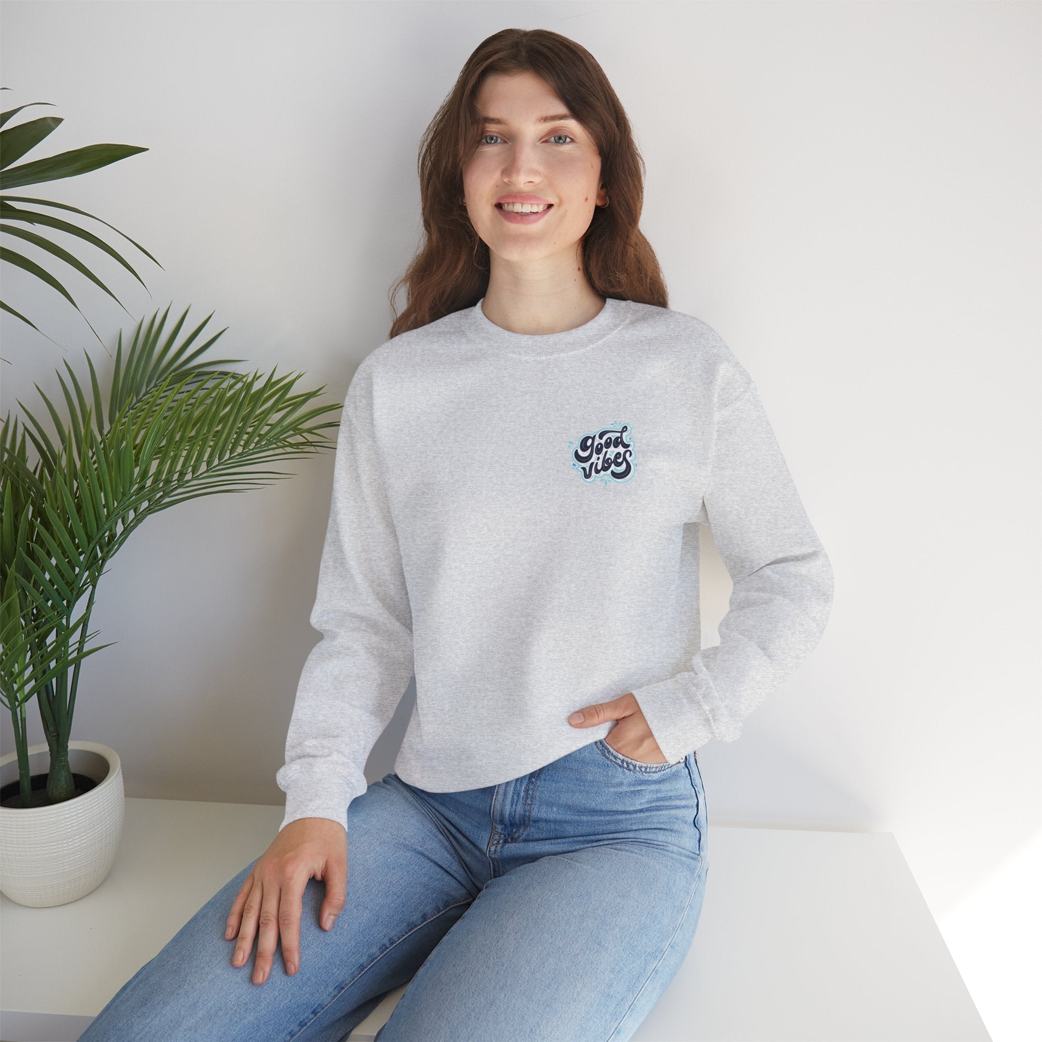 Casual 'Good Vibes' Unisex Crewneck Sweatshirt