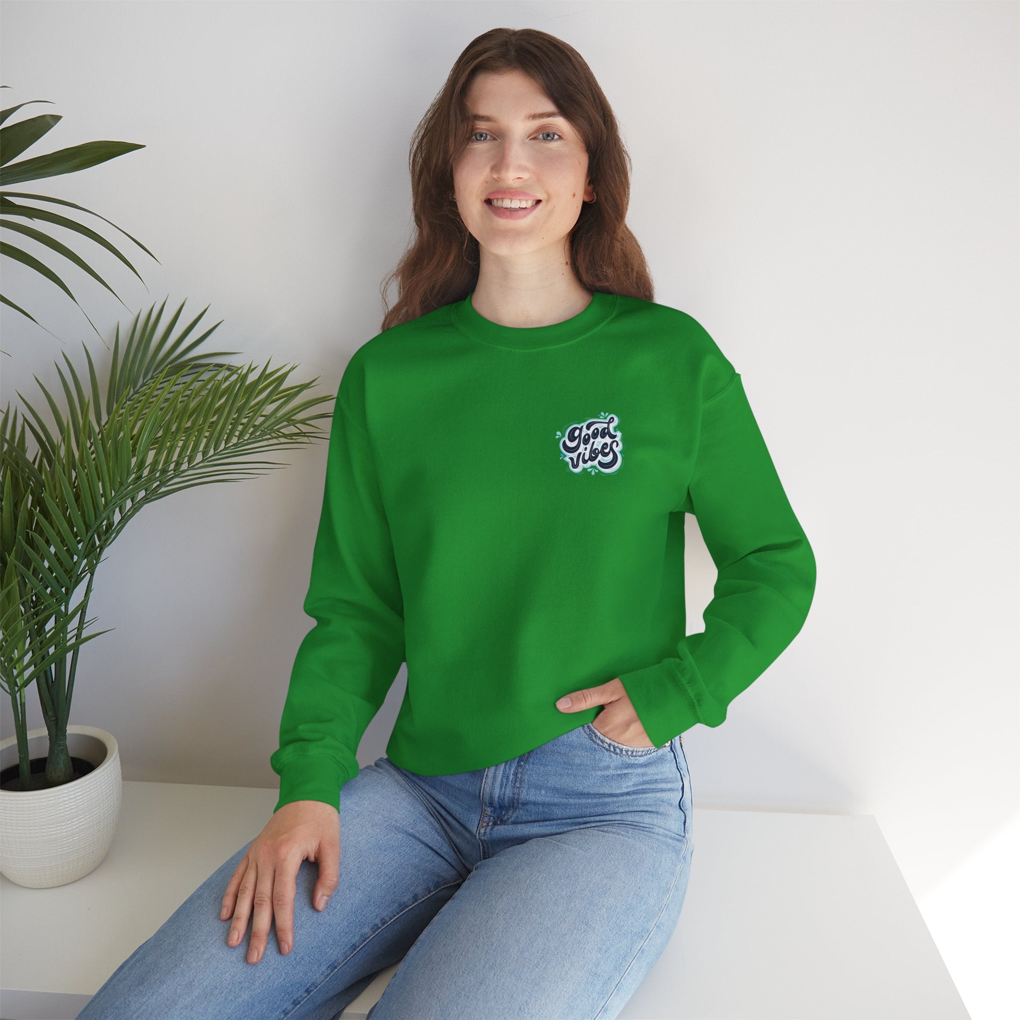 Casual 'Good Vibes' Unisex Crewneck Sweatshirt