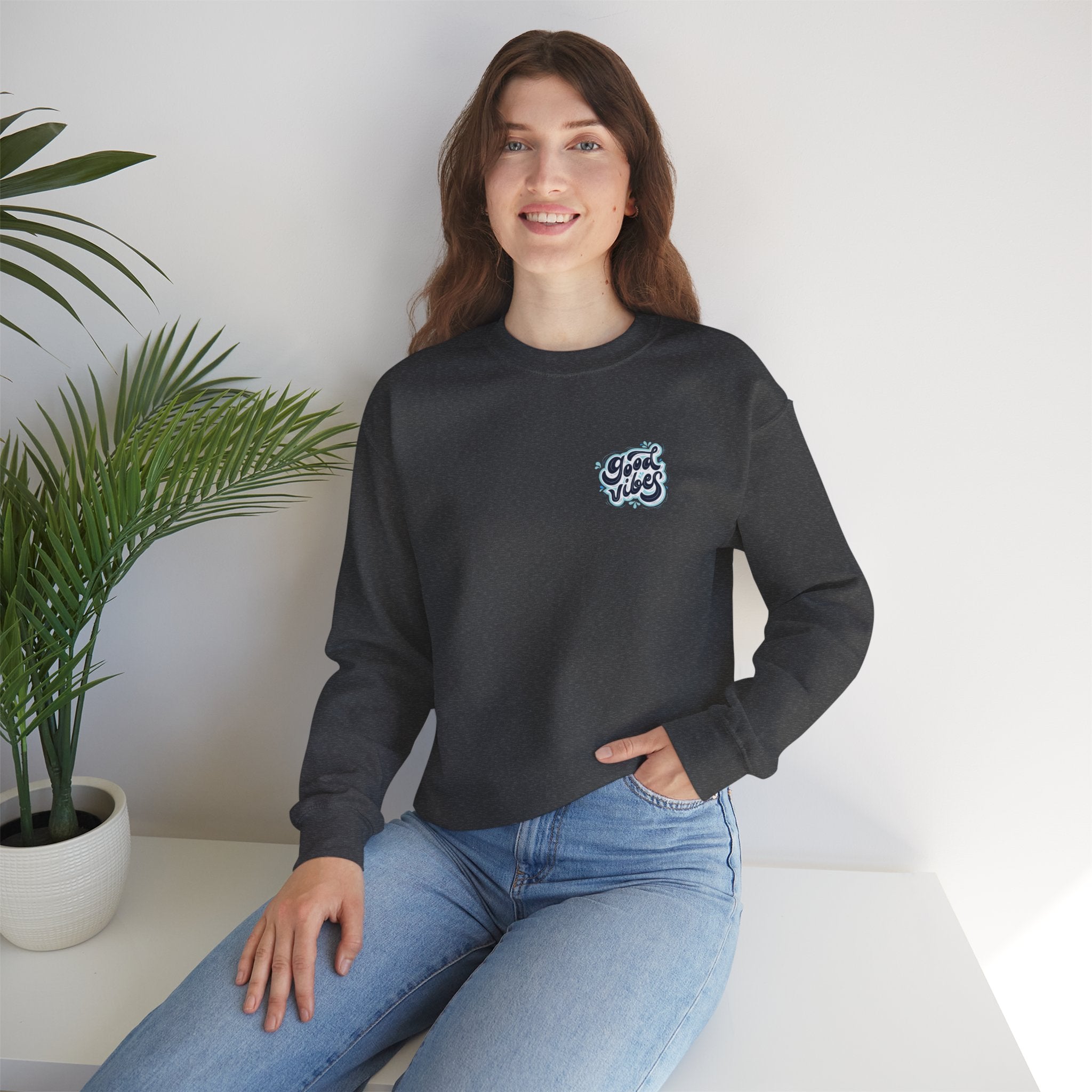 Casual 'Good Vibes' Unisex Crewneck Sweatshirt