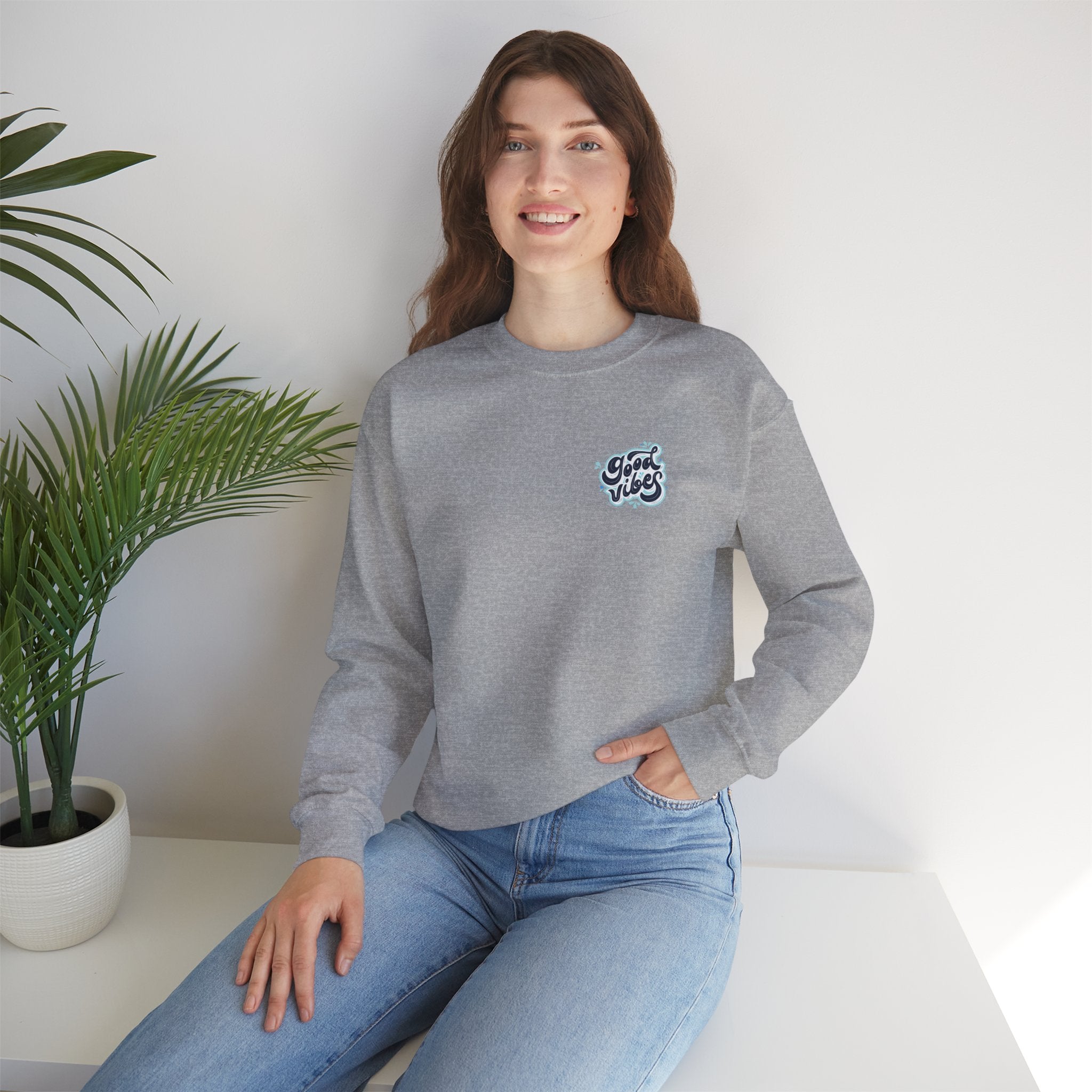 Casual 'Good Vibes' Unisex Crewneck Sweatshirt