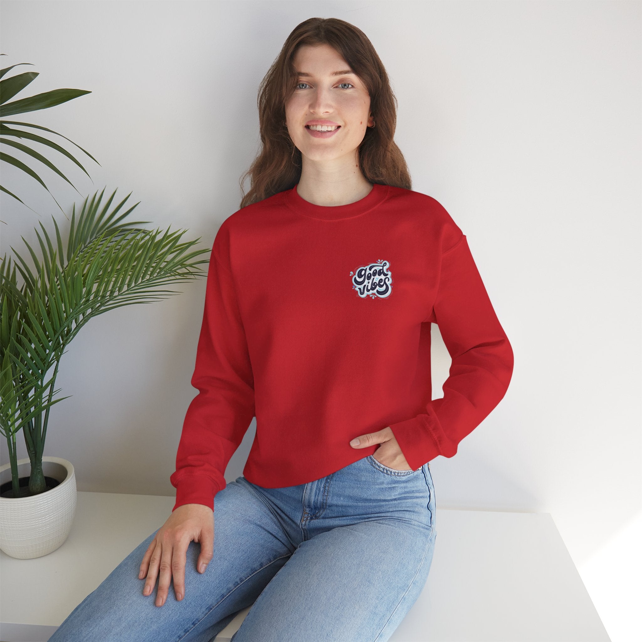 Casual 'Good Vibes' Unisex Crewneck Sweatshirt