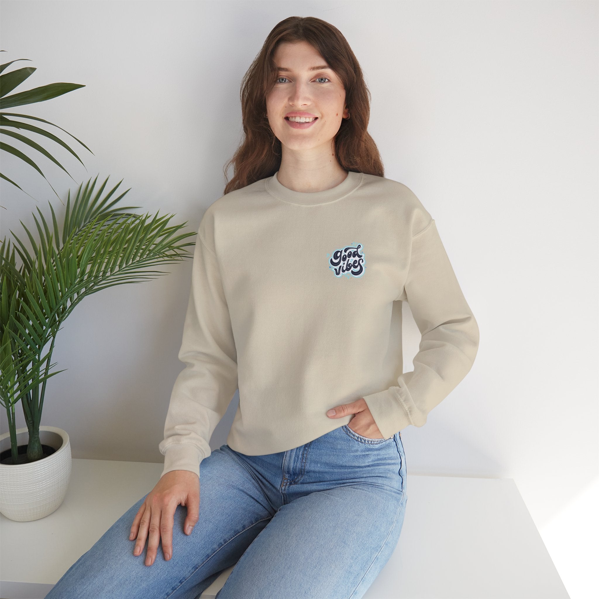 Casual 'Good Vibes' Unisex Crewneck Sweatshirt