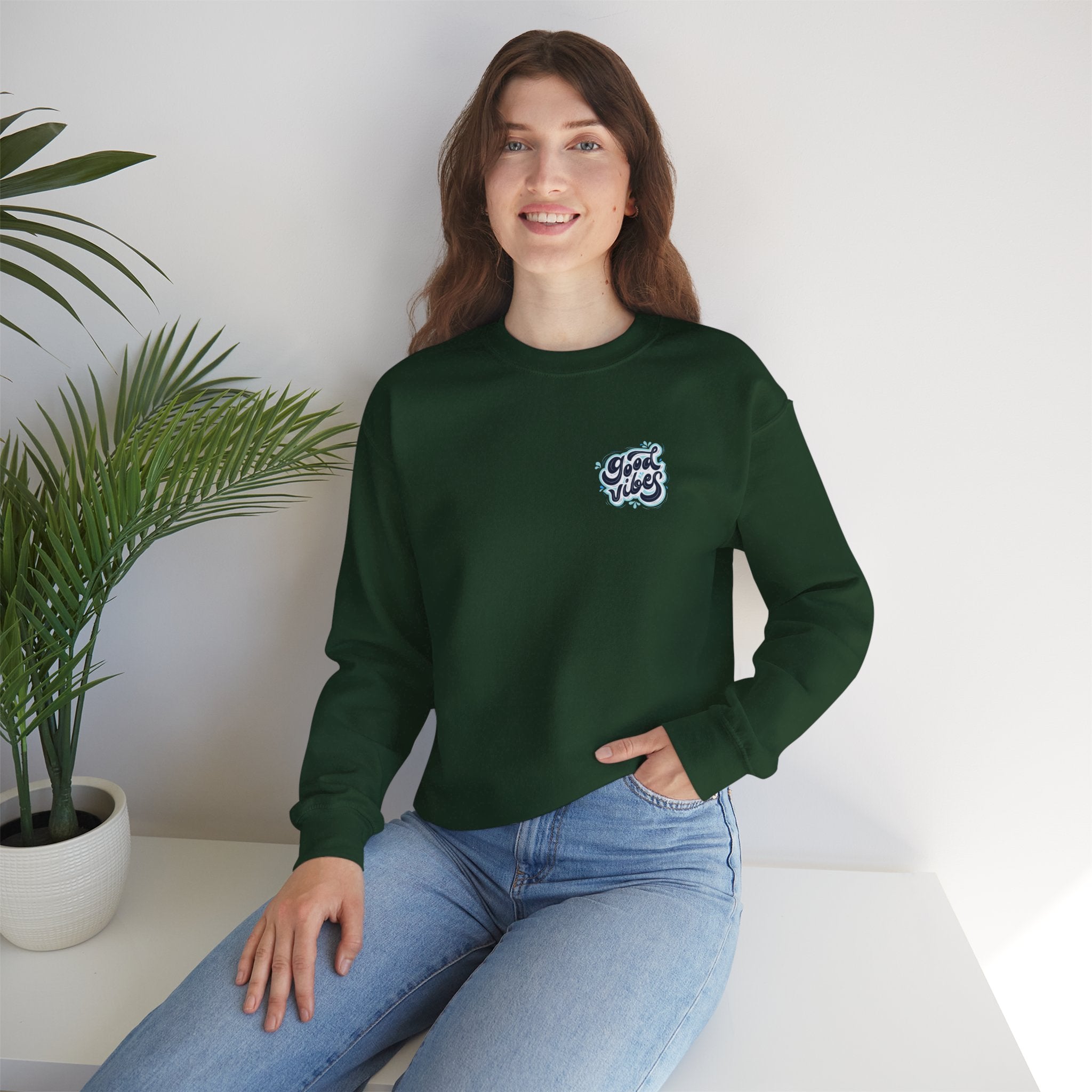 Casual 'Good Vibes' Unisex Crewneck Sweatshirt