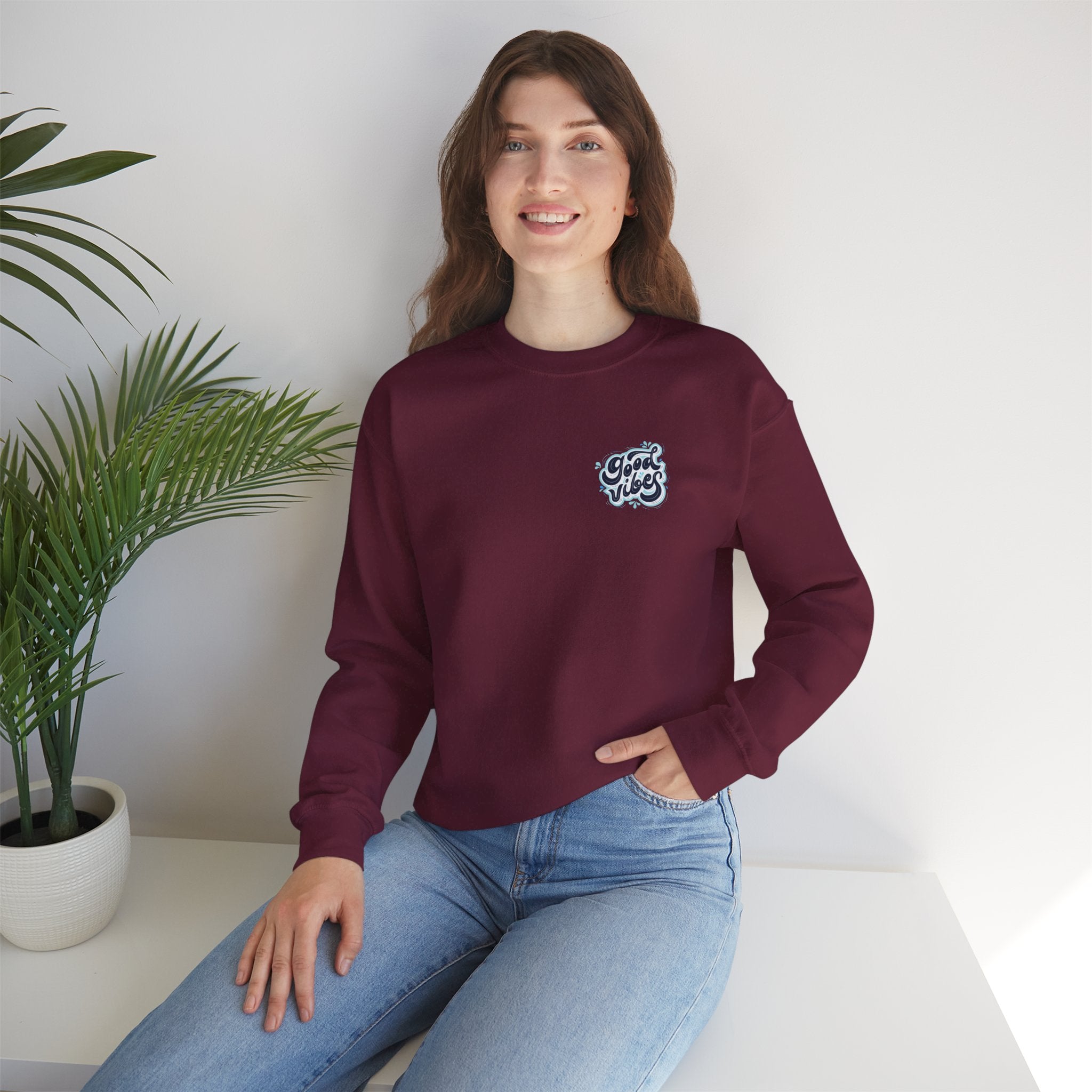 Casual 'Good Vibes' Unisex Crewneck Sweatshirt